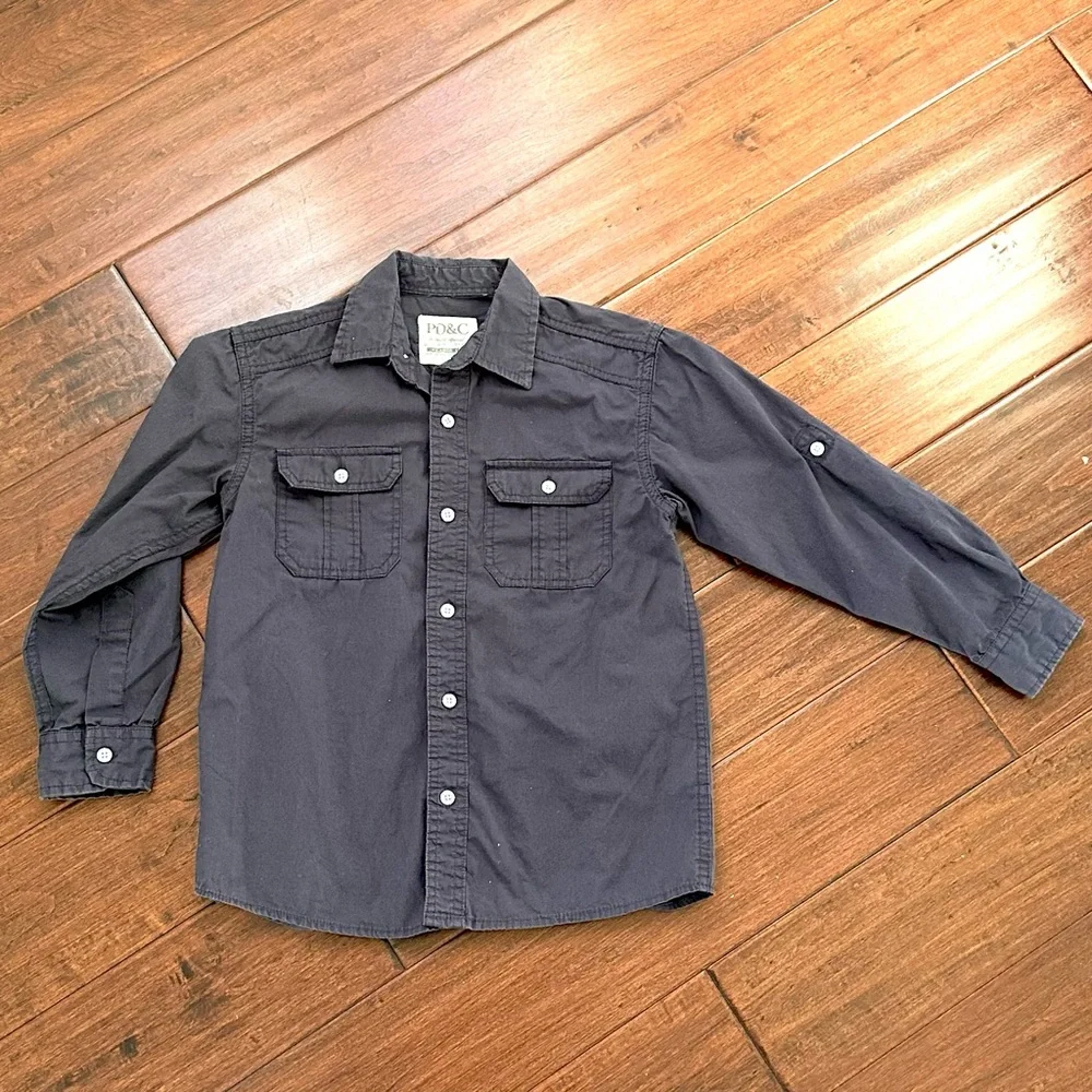PD&C Boys Long Sleeve Button Down Utility Shirt - Size XL (7)